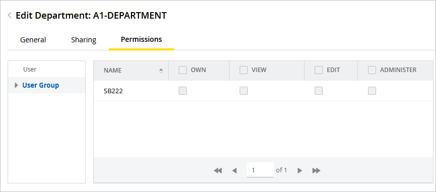Create Department Permissions Tab