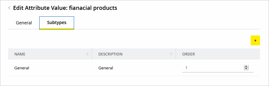 Custom Attribute Value Subtypes Tab