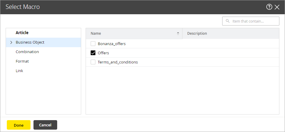 Add macro to an article