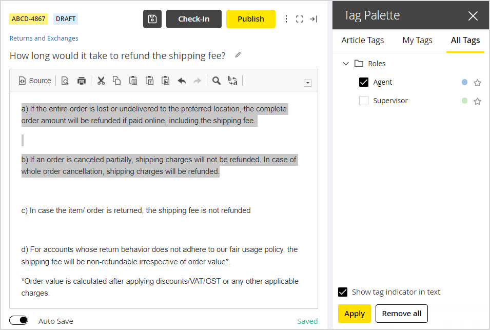 Apply tags