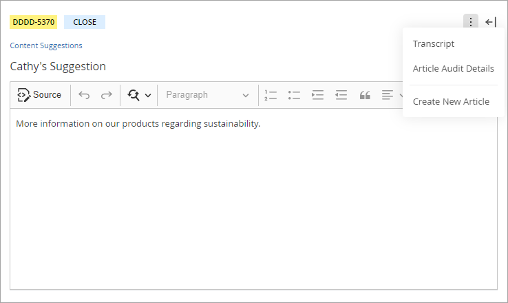 Create a new article from the suggestion