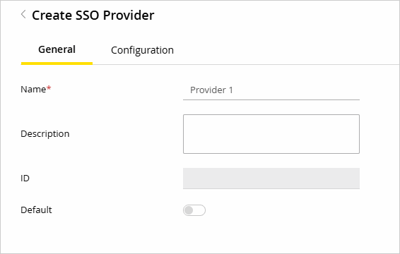 SSO Identity Providers General Tab