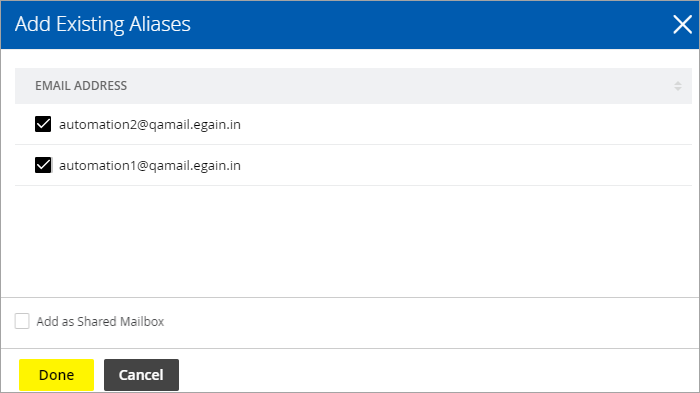 add existing alias
