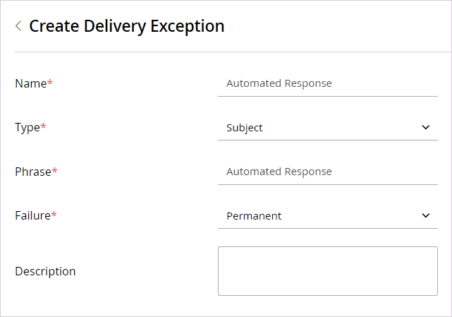 Delivery execption