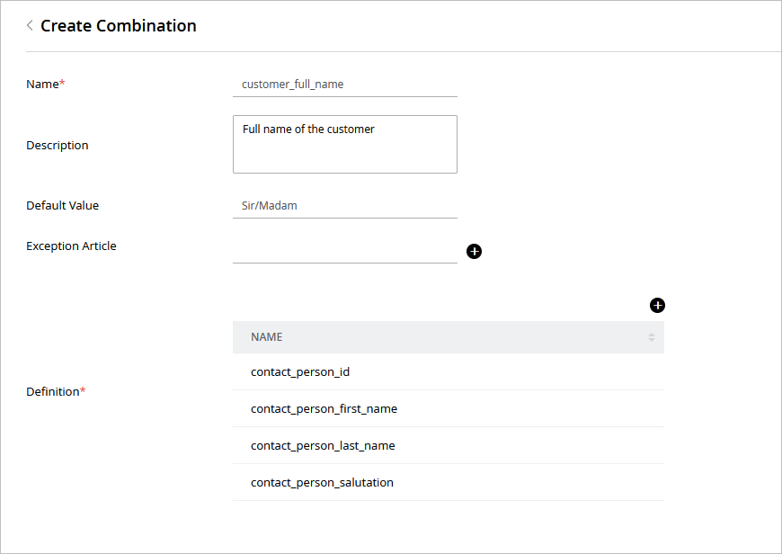 Create Combination
