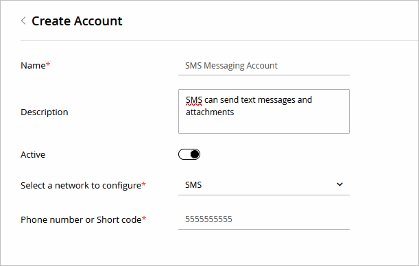Create SMS messaging account