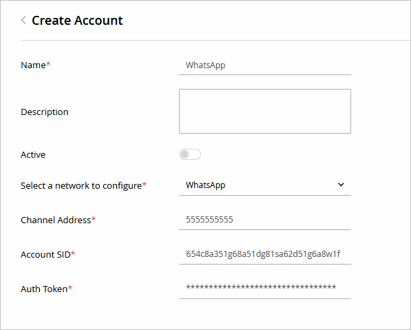 Configure the WhatsApp messaging account