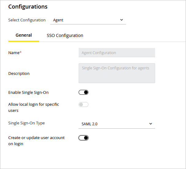 SSO General Agent Configuration