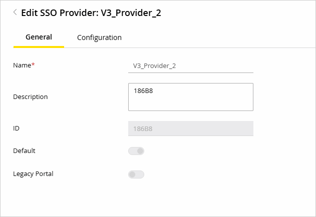 SSO Identity Providers General Tab