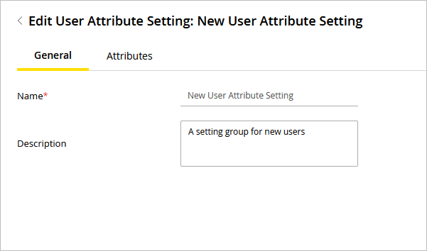 User Attribute Setting General Tab