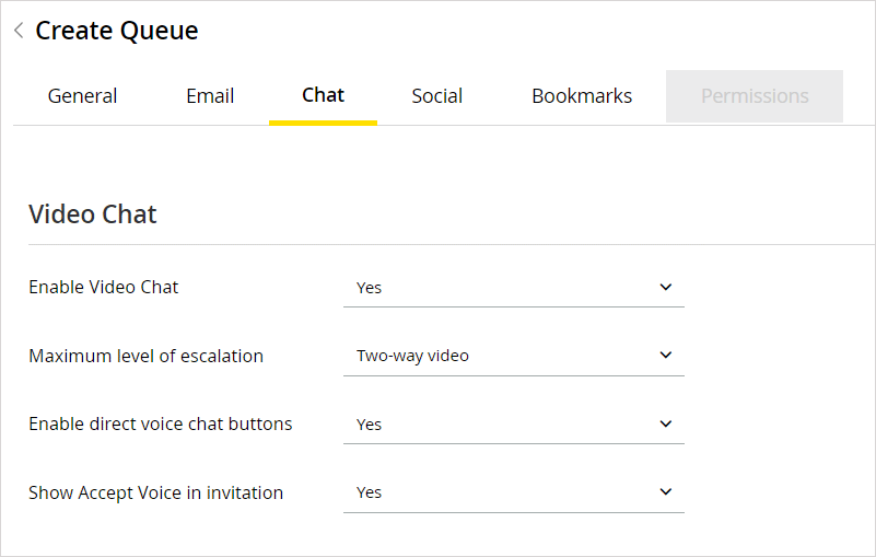 video chat settings
