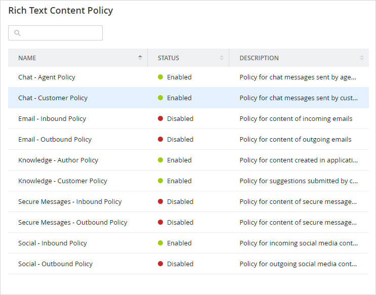 Rich text policy