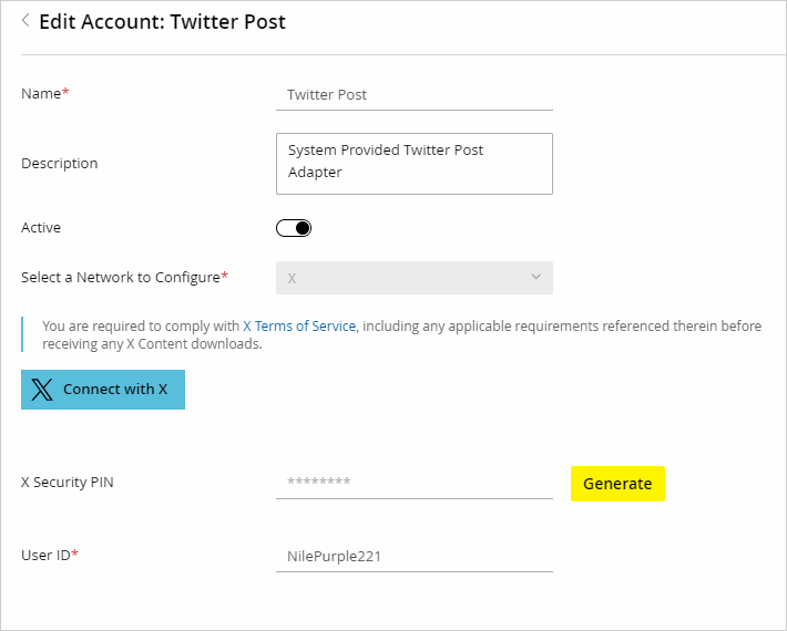 Edit the X Account