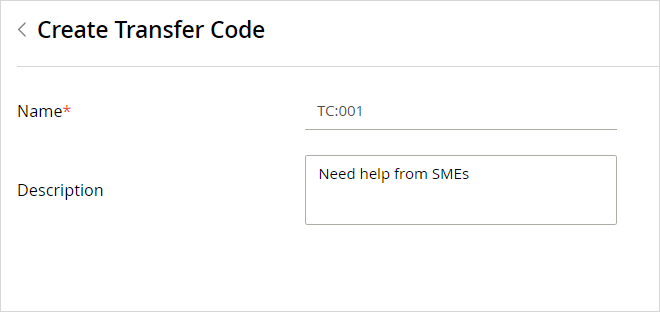 create transfer codes