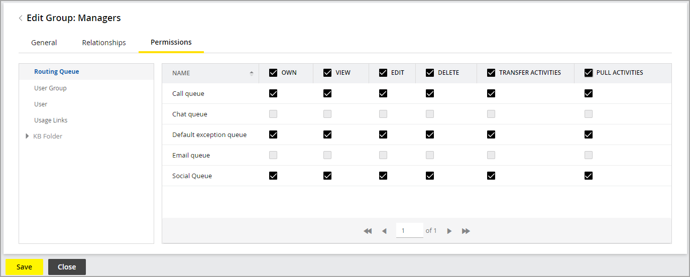 Set permissions