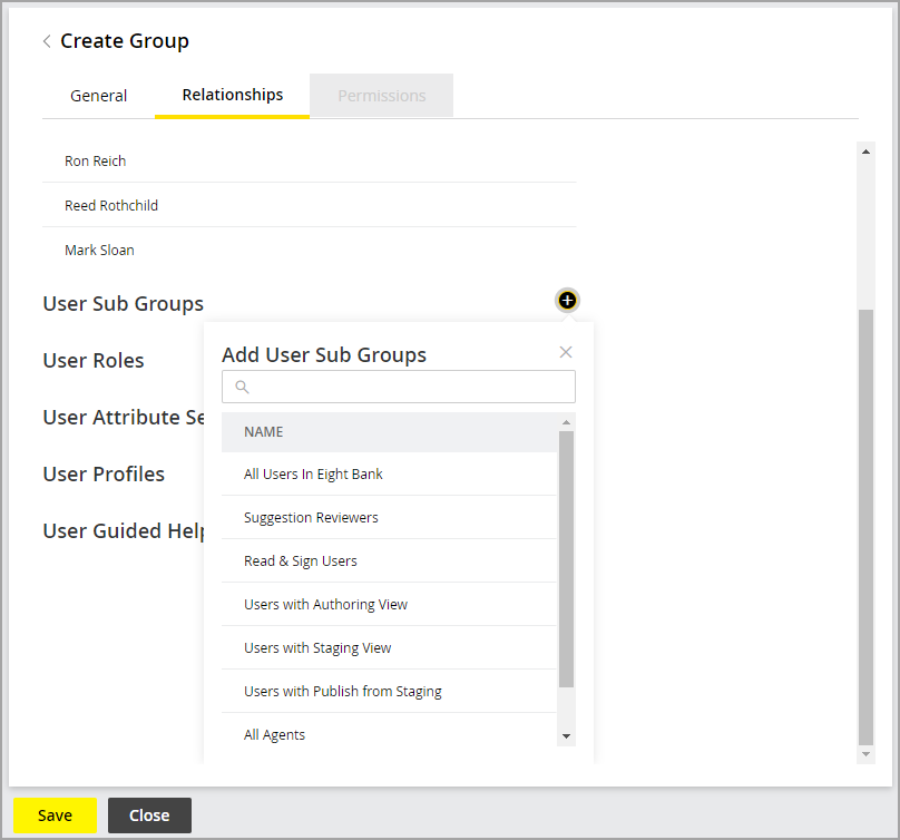 Select sub groups