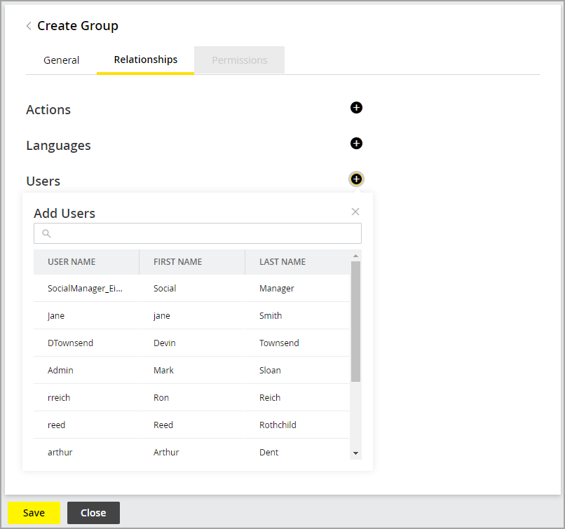 Select users