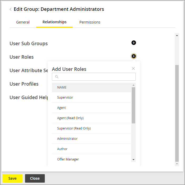 Select user roles