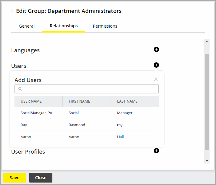 Select users