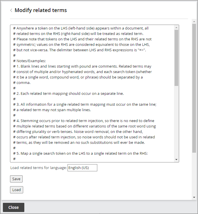 Modify Related Terms 