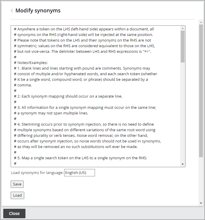 Modify Synonyms