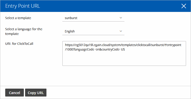 Entry Point URL window