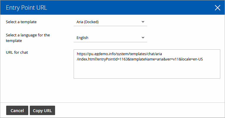 Chat Entry Point URL Window