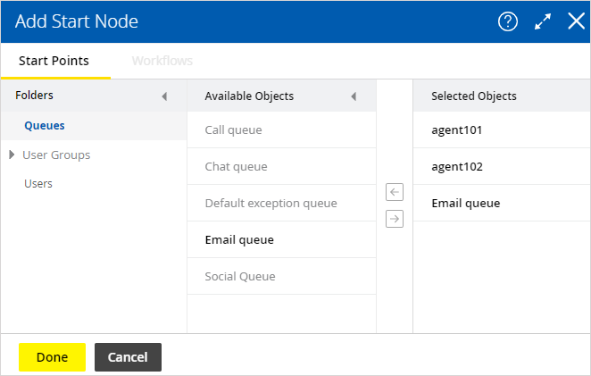 Outbound workflow start point