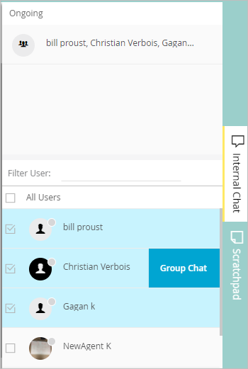 Start a group chat internal group chat