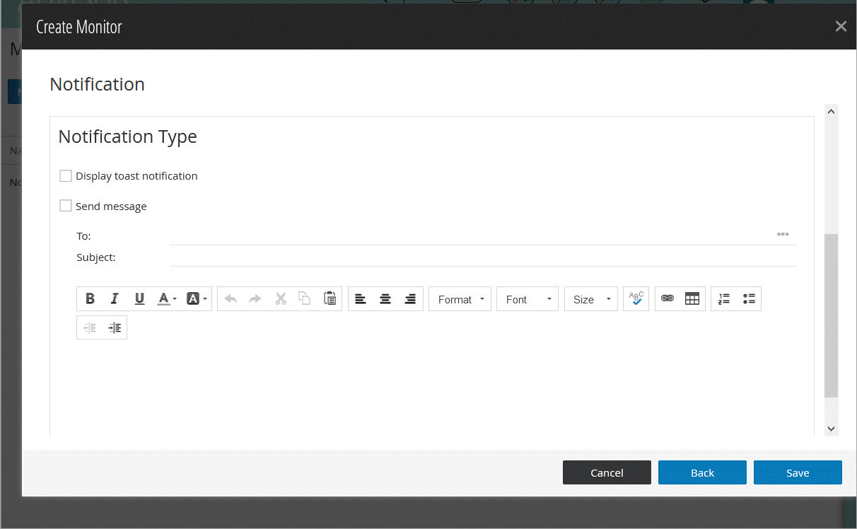 notification type snd custom message