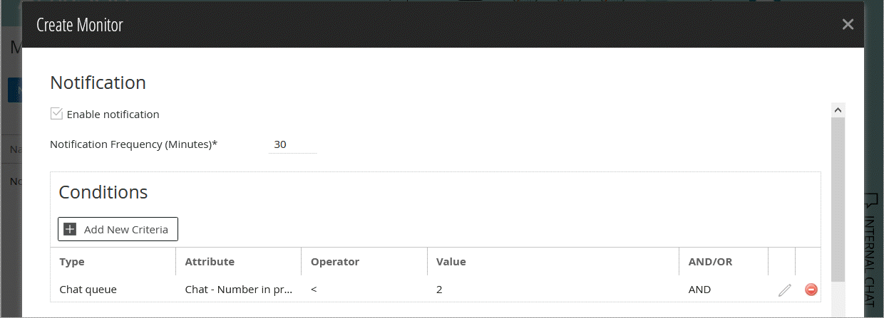 set conditions for sending notifications