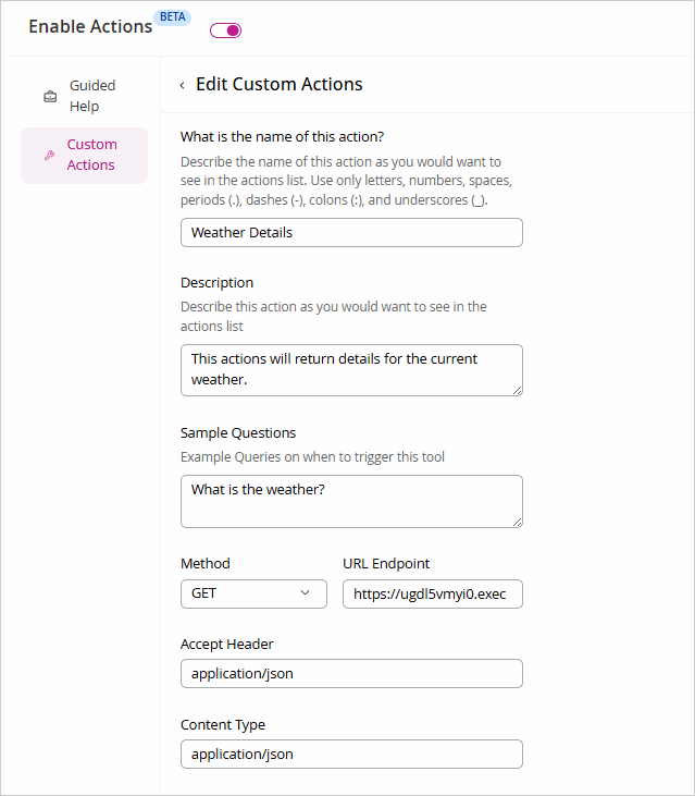 Custom action 