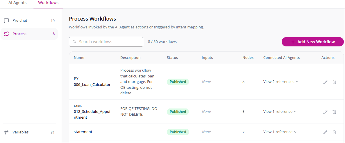 Process Tools Workflow Page