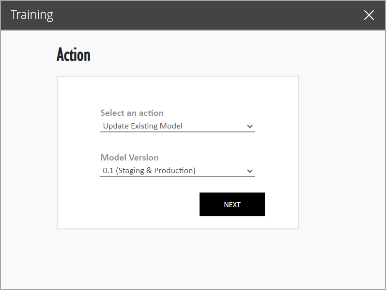 Select an existing model to be updated