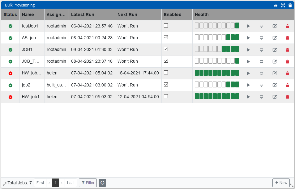 Bulk Provisioning View