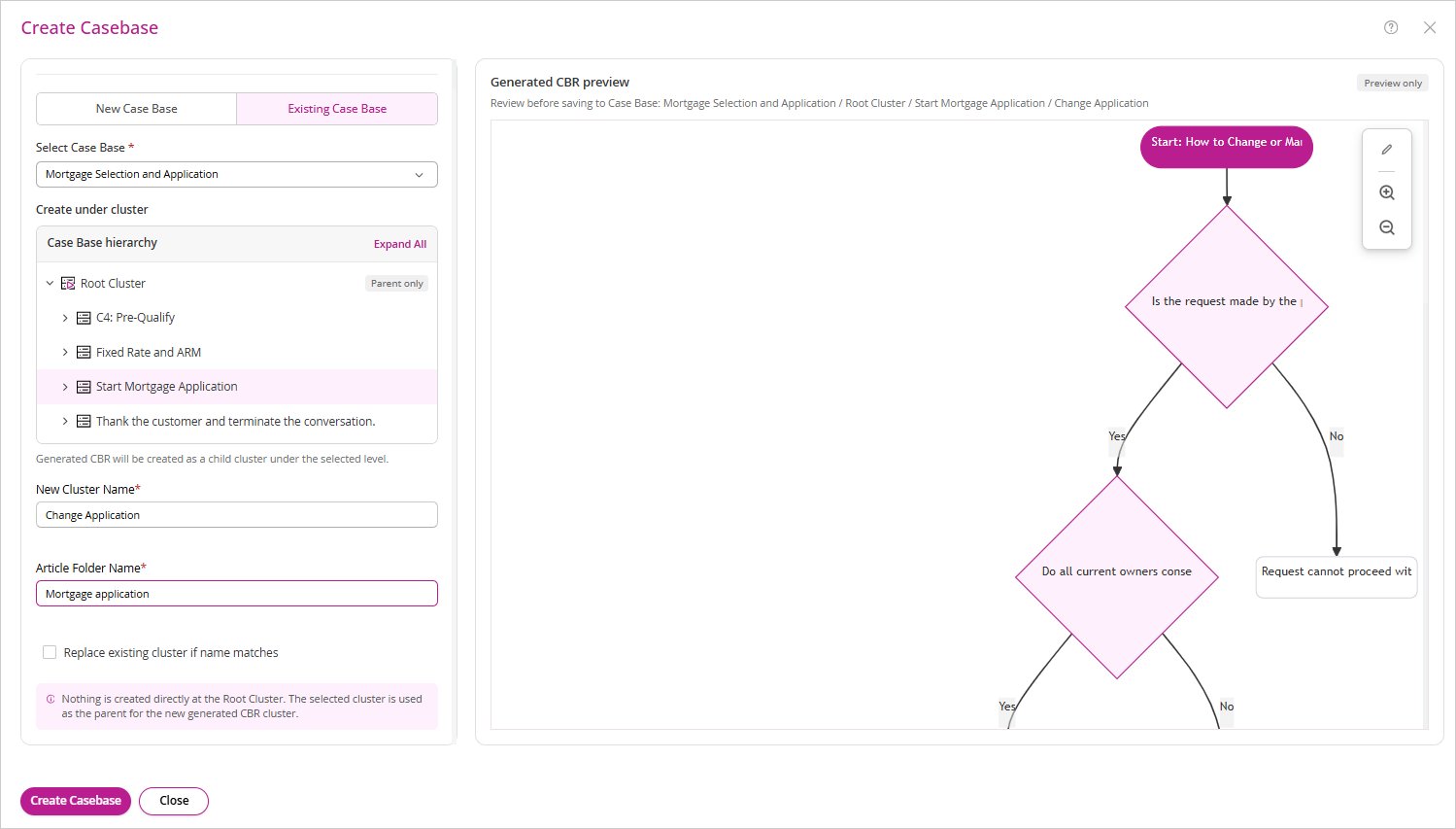 Create Case Base - Existing Case Base