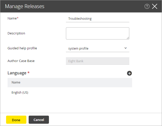 Set the properties for the release
