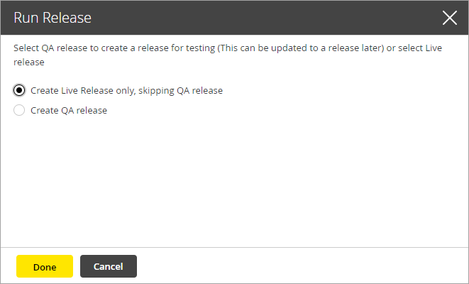 Select the release options