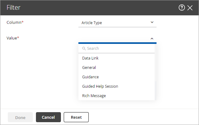 The Filter window