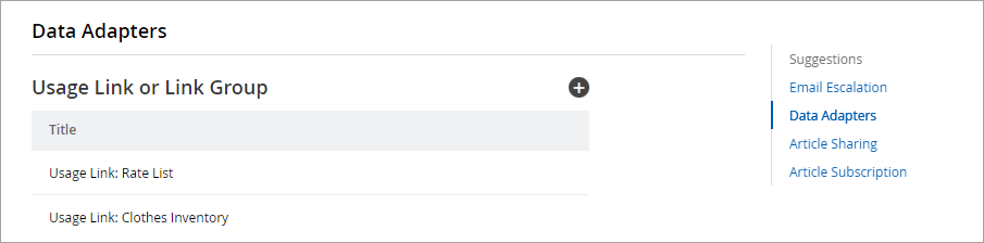 Select usage links and link groups