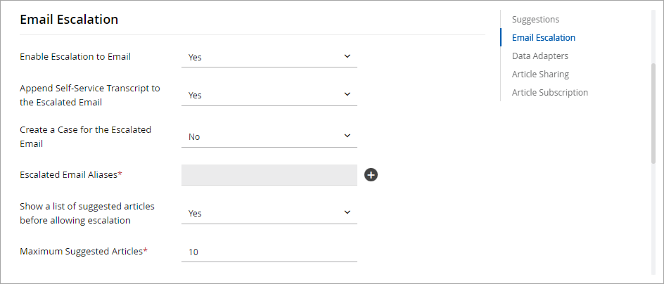Configure the escalation option