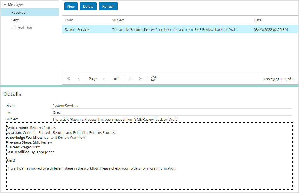 Sample notification