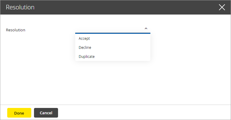 Select a resolution for the suggestion before closing it