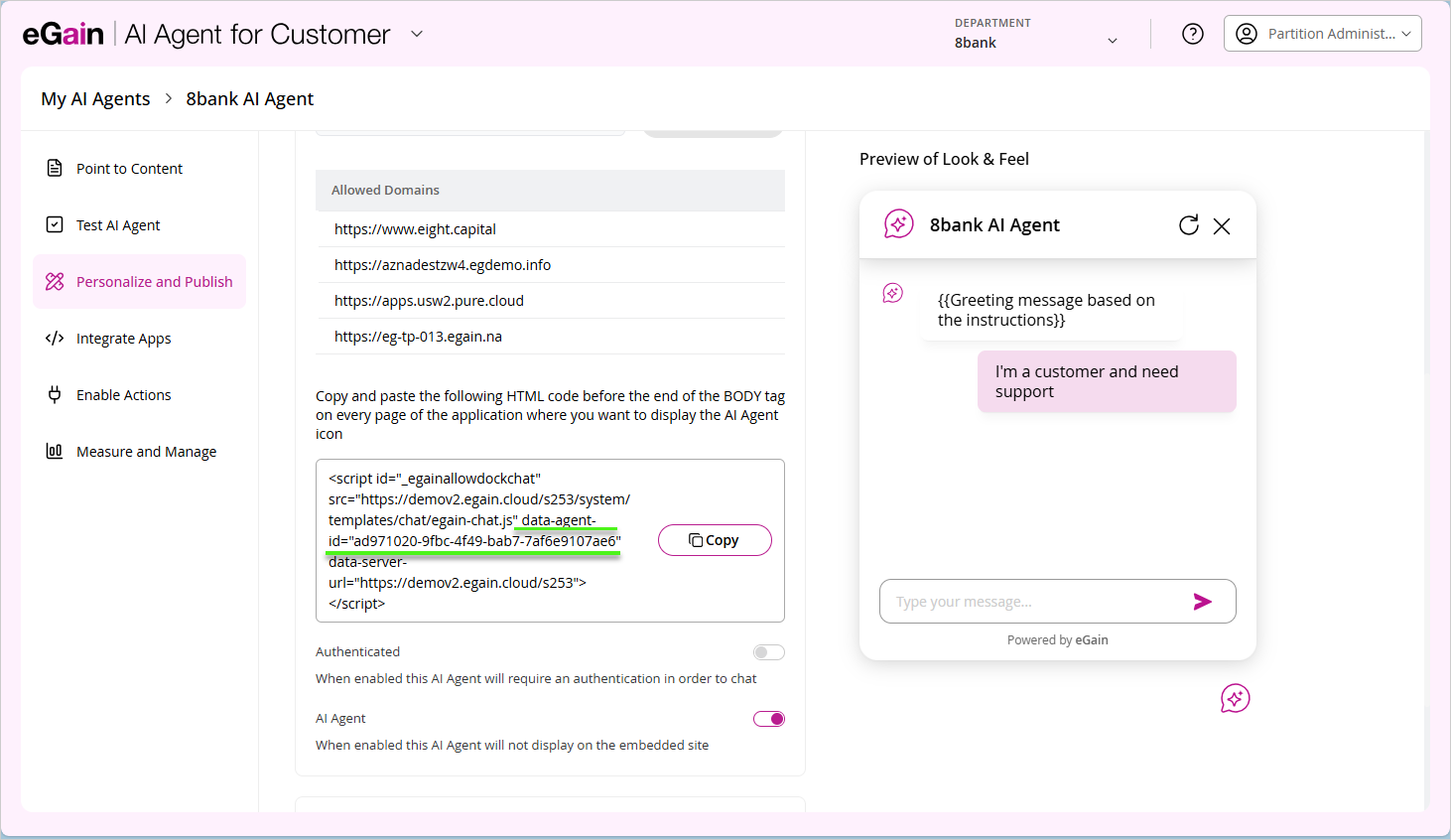 Extract the AI Agent ID from the AI Agent Console
