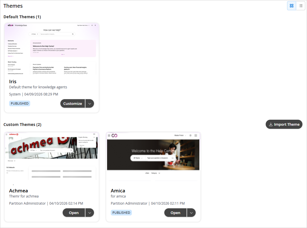 Theme overview page.