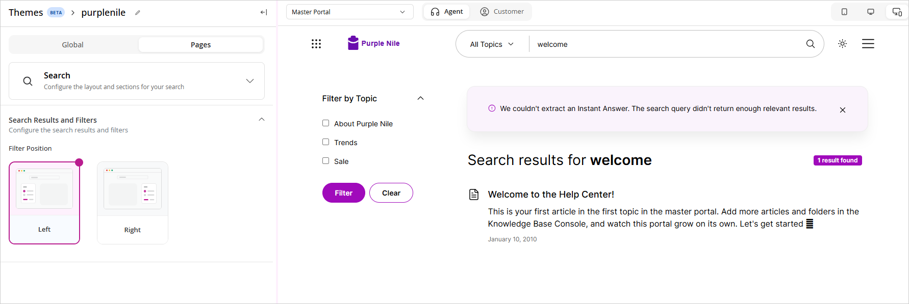 search and filter placement